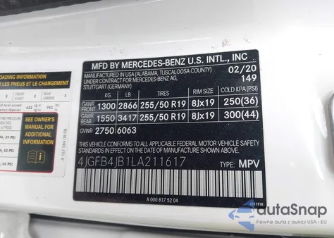 2020 Mercedes-Benz Gle 350 from USA, damaged, VIN 4JGFB4JB1LA211617